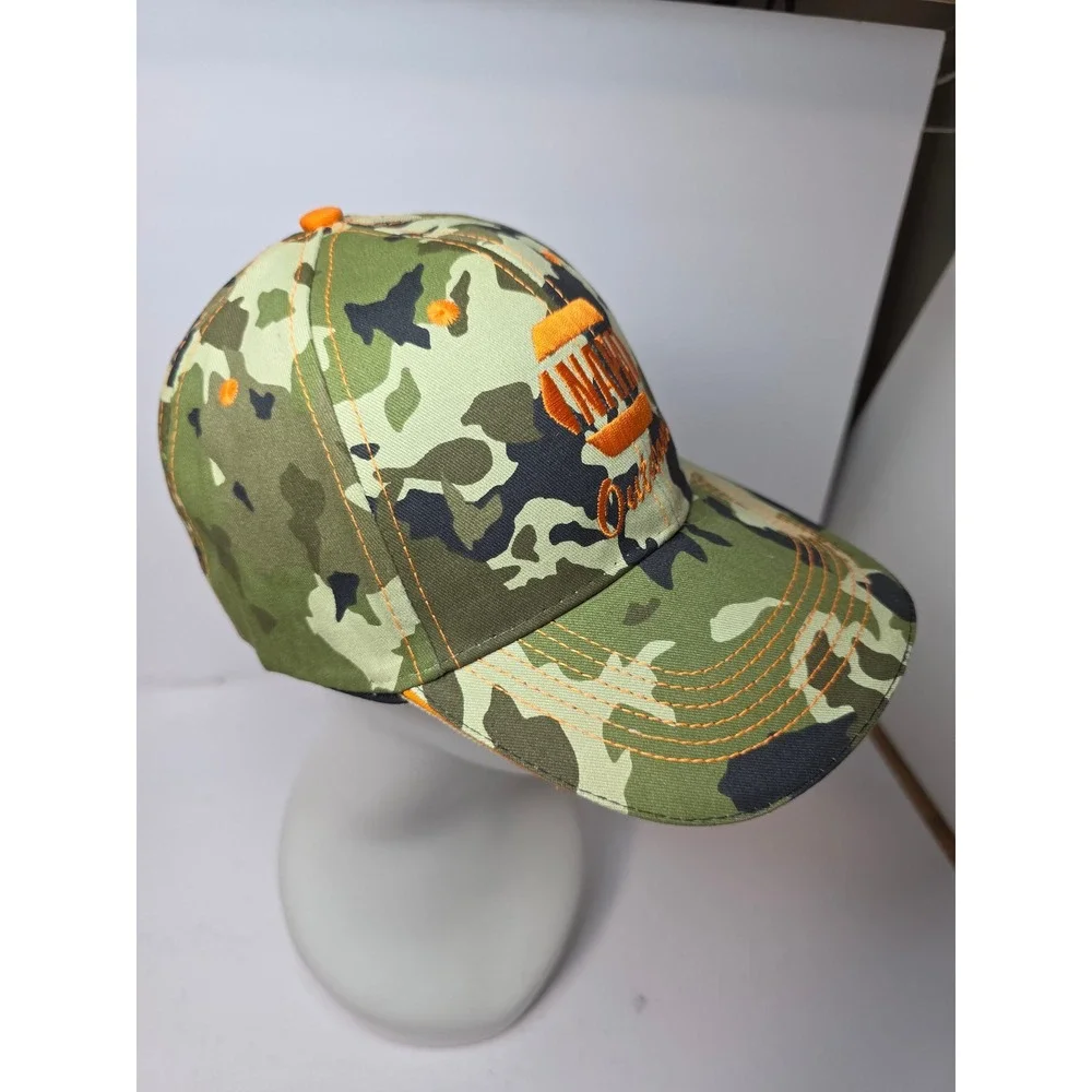 NAPA NEW! Camo Baseball Cap Orange Embroidery Adjustable Hat One Size Hiking Fun